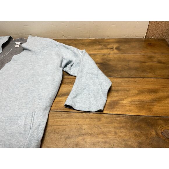 J Jill Reversible Blue/Gray Long Open Front Cardigan Sweater Size XL - Picture 6 of 12